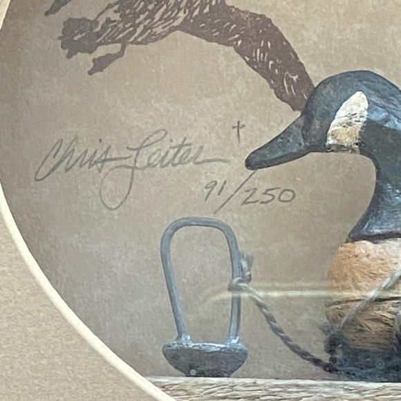 Chris Leiter Carved Wood Duck Decoy Signed & Numbered Shadowbox Art - Picture 7 of 14